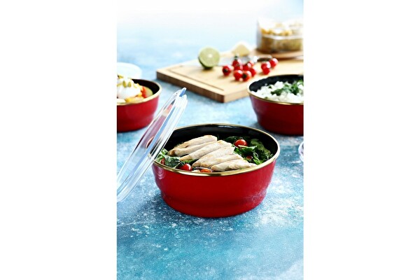 Arow Warm TR-4537 Kırmızı 3'lü Emaye Saklama Kabı