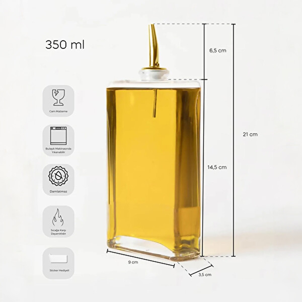 Perotti Molivet 3'lü Silver Kapak Cam Yağdanlık Sosluk Sirkelik 350-500-750 ML