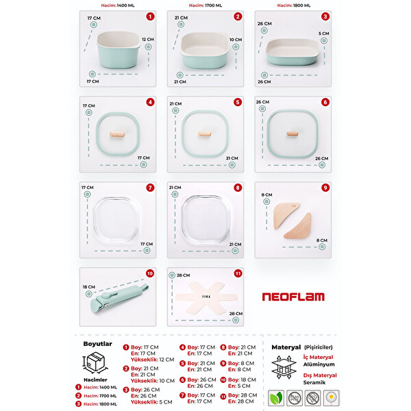 Neoflam Fika Comfort Yeşil Tencere ve Tava Seti