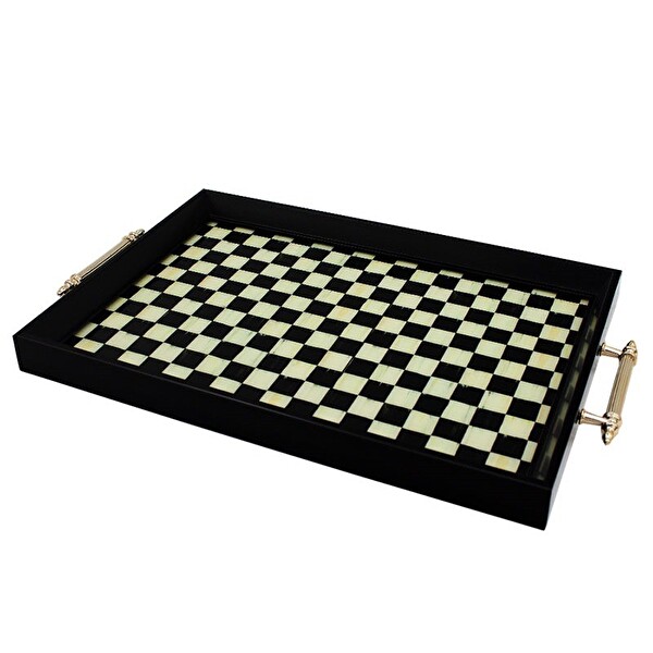 Glore A08-006 Damalı El Geçmekli Tepsi 31x46 CM 81829