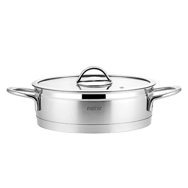 Nehir Silver Mat Trend 26 CM Sığ Kısa Çelik Tencere