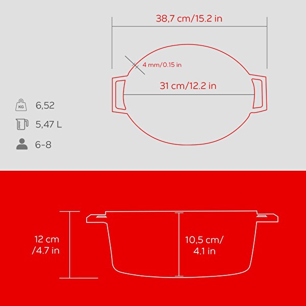 Lava Döküm Edition Serisi Ölçü 25x31 CM Kırmızı Oval Tencere LV O TC 31 EDT K2 R