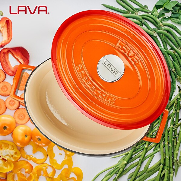 Lava Döküm Edition Serisi Ölçü 25x31 CM Turuncu Oval Tencere