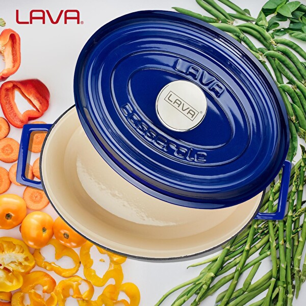 Lava Döküm Edition Serisi Ölçü 25x31 CM Mavi Oval Tencere LV O TC 31 EDT K2 B