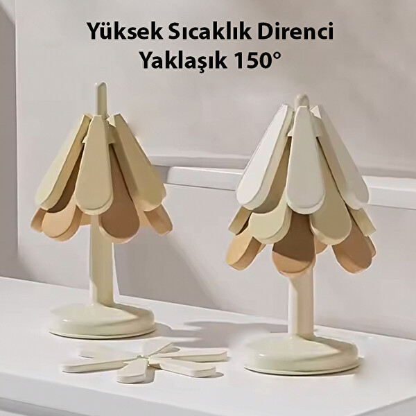 Ezere Yüksek Sıcaklığa Dayanıklı Bardak ve Tencere Kaymaz Servis Altlığı Krem