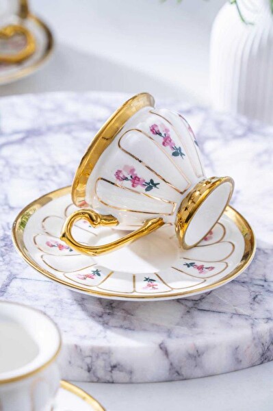 Acar Scarlet Beyaz 6'lı Kahve Fincan Takımı KAI-06834