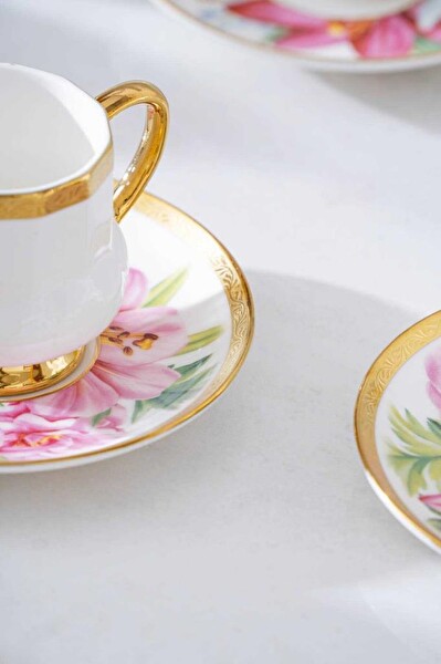 Acar HXF-06861 Kalmia 6'lı Kahve Fincanı Takımı Karışık