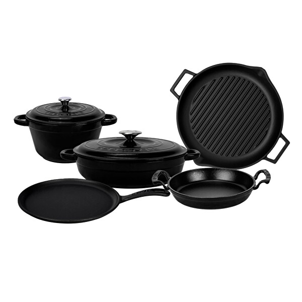 Lava Döküm 5x Trendy Serisi 8 Parça Tencere ve Tava Seti Siyah LV S ET K55 BL