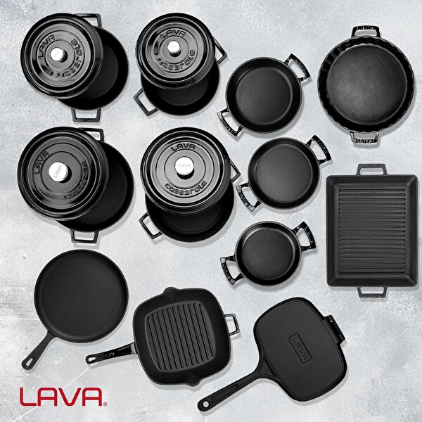 Lava Döküm 12x Trendy Serisi 17 Parça Tencere ve Tava Seti Siyah LV S ET K54 BL