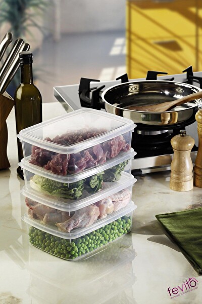 Fevito Mikrodalga ve Difrizde Kullanılabilen Saklama Kabı Seti 4'lü Beyaz S-410