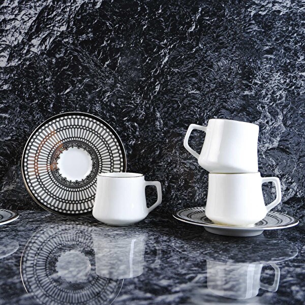 Evaliza Crown Platin 6 Kişilik Kahve Fincan Takımı 80 ml 44199