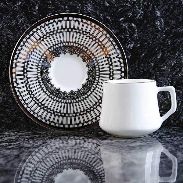 Evaliza Crown Platin 6 Kişilik Kahve Fincan Takımı 80 ml 44199