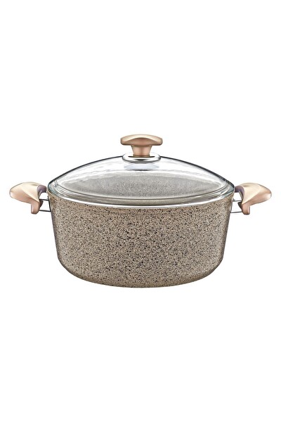 OMS 3110 - 2 Parça - Biogranit - 34x13.5 CM 11.0 L - Derin Tencere Sütlü Kahve Gövde ve Detay