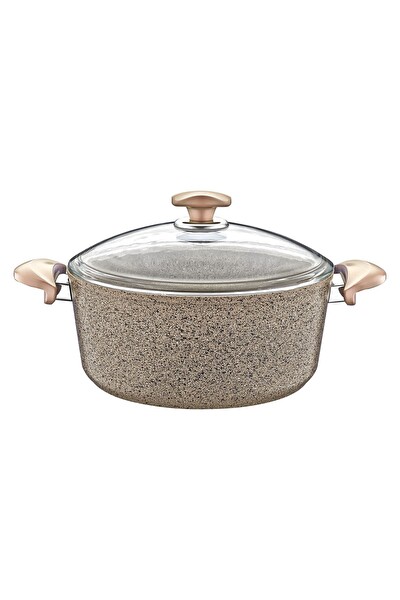 OMS 3110 - 2 Parça - Biogranit - 34x13.5 CM 11.0 L - Derin Tencere Sütlü Kahve Gövde ve Detay