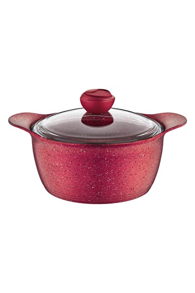 OMS 3120 - 2 Parça - Bio Granit Döküm 28x14 CM - 7.5 L Derin Tencere Kırmızı Gövde Kırmızı Detay