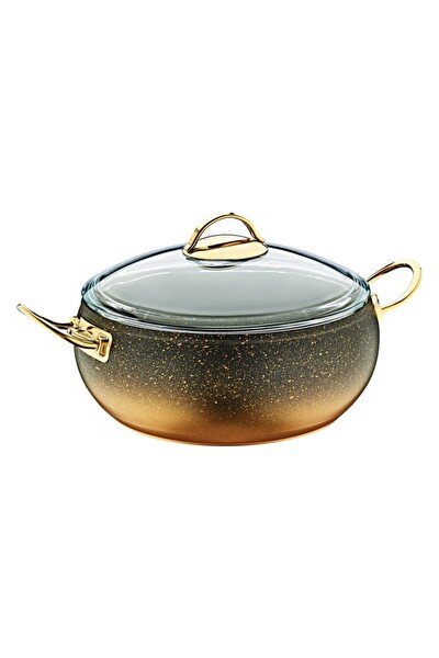 OMS 3141 - 2 Parça Biogranit Isıya Dayanıklı Kapaklı 24x10.5 CM - 4.5 L- Gold Gövde Gold Detay