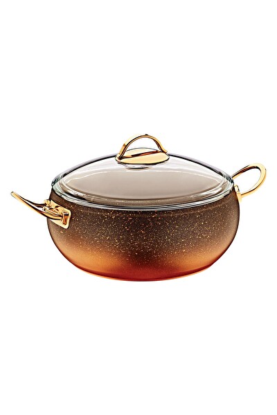 OMS 3141 - 2 Parça Biogranit Isıya Dayanıklı Kapaklı 22x10.5 CM - 3.5 L- Bakır Gövde Bakır Detay