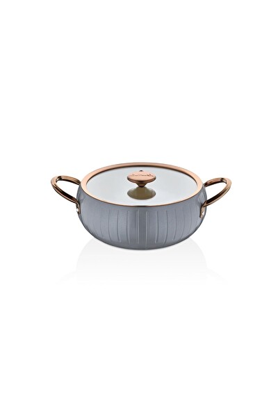 OMS 12002 - ALLURE - Pure CERAMIC - 9 Parça - Biogranit Seramik Set Antrasit Gövde Bakır Detay