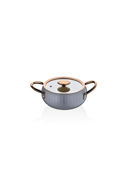 OMS 12002 - ALLURE - Pure CERAMIC - 9 Parça - Biogranit Seramik Set Antrasit Gövde Bakır Detay