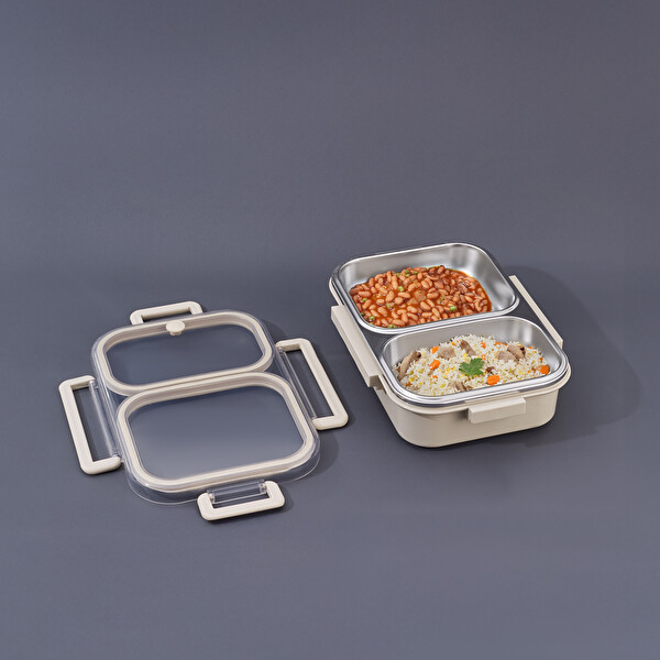 Aryıldız Bento Lunch Box 2 Bölmeli Bej