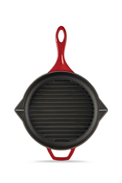 Hosse Yuvarlak Döküm Grill Izgara Tava 24 CM Kırmızı HS Y GTV 24