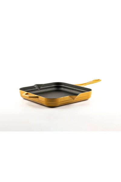Hosse 28x28 cm Kare Çift Kulplu Döküm Kızartma Tava Sarı HS K KTV 2828