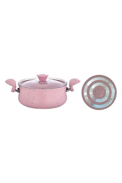 OMS 3027 6 Parça Biogranit Ergonomik Güveç Seti Pembe Gövde - Pembe Detay