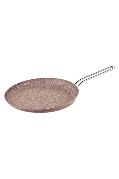 OMS 3234 Tek Parça Bio Granit Krep Tavası 24 CM Sütlü Kahve Rengi