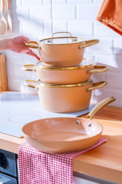 Acar Ultimate Pro 7 Parça Tencere Seti Pembe Altın BFT-06764