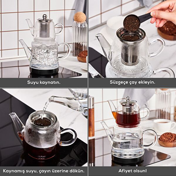Karaca Dora Midi Boy Borosilikat Cam Çaydanlık