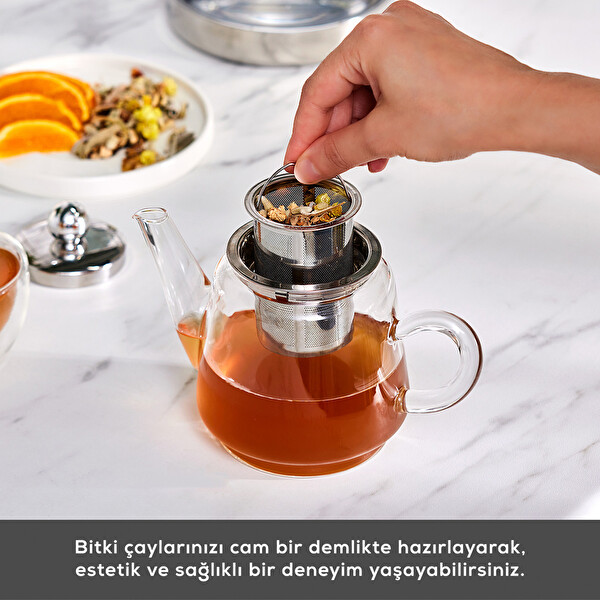 Karaca Dora Midi Boy Borosilikat Cam Çaydanlık