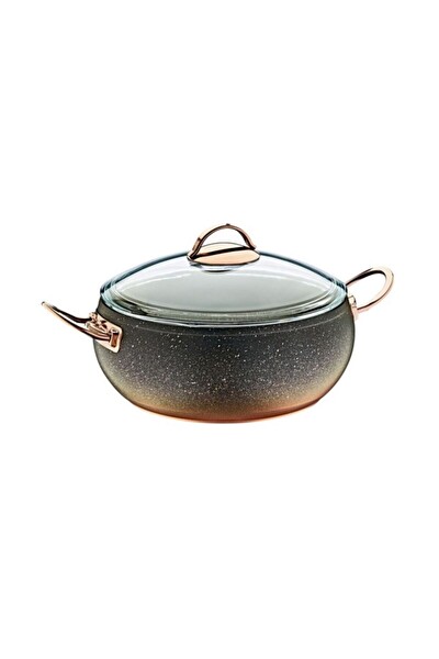 OMS 3141 2 Parça Biogranit Isıya Dayanıklı Kapaklı 34x12 CM - 10.5 L Bakır Gövde Bakır Detay