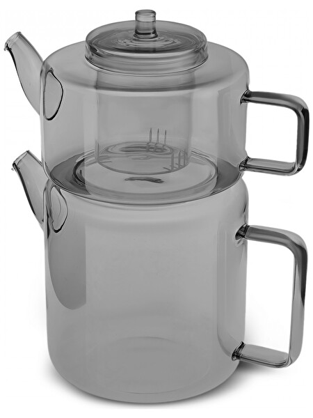 Karaca Flat Smoke Grey Borosilikat Cam Çaydanlık