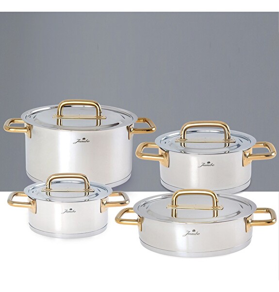 Jumbo Metalix Titanyum Gold 8 Parça Tencere Seti