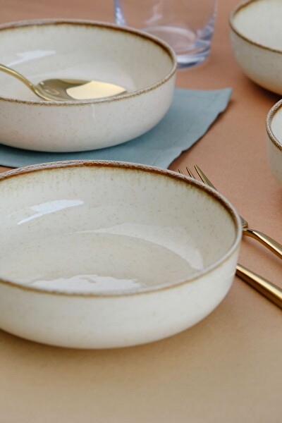 Kütahya Porselen Moderna Çorba Kasesi Tarçın 15 CM 2'li