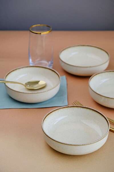 Kütahya Porselen Moderna Çorba Kasesi Tarçın 15 CM 4'lü