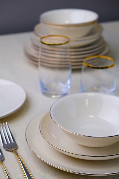 Tabak Evi Chic Altın Yaldız Porselen Yemek Takımı 24 Parça 6 Kişilik