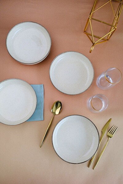 Kütahya Porselen Moderna Çukur Tabak Tarçın 20 CM 4'lü