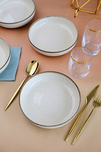 Kütahya Porselen Moderna Çukur Tabak Tarçın 20 CM 4'lü