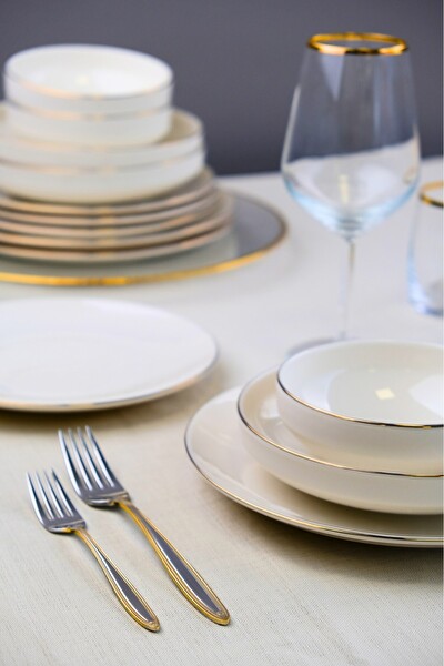 Tabak Evi Sofia Altın Yaldız Porselen Yemek Takımı 24 Parça 6 Kişilik