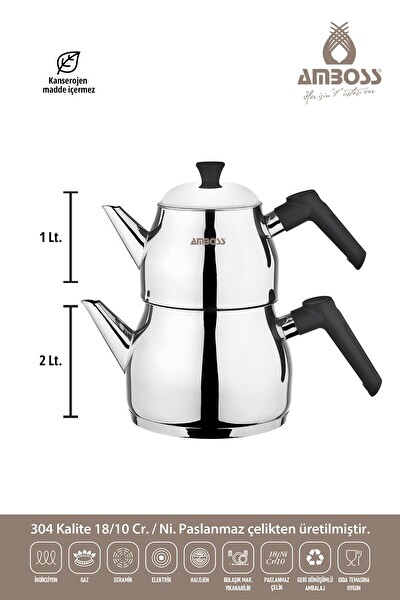 Amboss 5 Parça Gün Seti Krep Tava Kek Kalıbı & Paslanmaz Çelik Çaydanlık