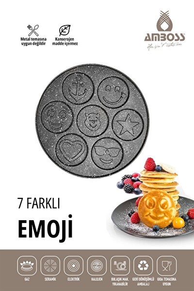 Amboss Funny Emoji Pankek Krep Tavası 26 CM
