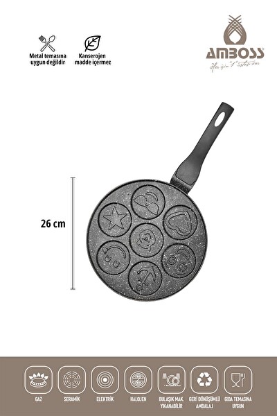 Amboss Funny Emoji Pankek Krep Tavası 26 CM