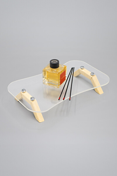 Pikas Ahşap Ayaklı Gümüş Düğmeli Şeffaf Pleksi Sunumluk Organizer