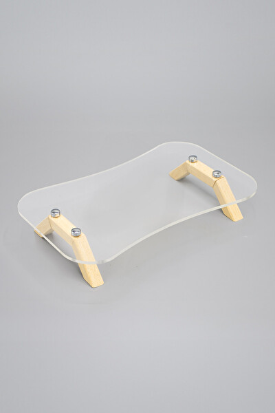 Pikas Ahşap Ayaklı Gümüş Düğmeli Şeffaf Pleksi Sunumluk Organizer