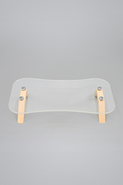 Pikas Ahşap Ayaklı Gümüş Düğmeli Şeffaf Pleksi Sunumluk Organizer