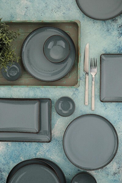 Kütahya Porselen Moderna 14 Parça 6 Kişilik Mavi Kahvaltı Takımı MOD14KH730P01