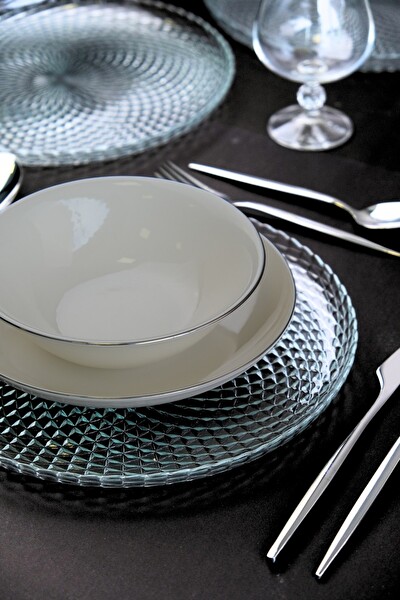 Tabak Evi 2345 Aden Cam 26 CM 6'lı Sade Servis Tabağı