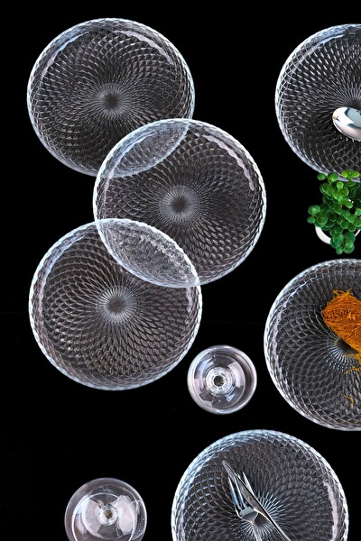 Tabak Evi 2339 Aden 19 CM 6'lı Sade Cam Pasta Tabağı