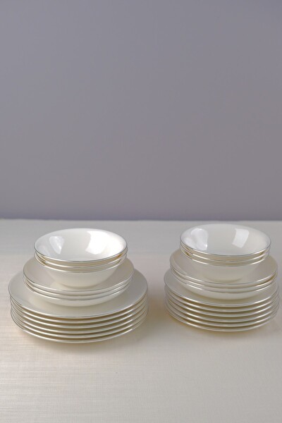 Tabak Evi Chic Platin Porselen Yemek Takımı 24 Parça 6 Kişilik